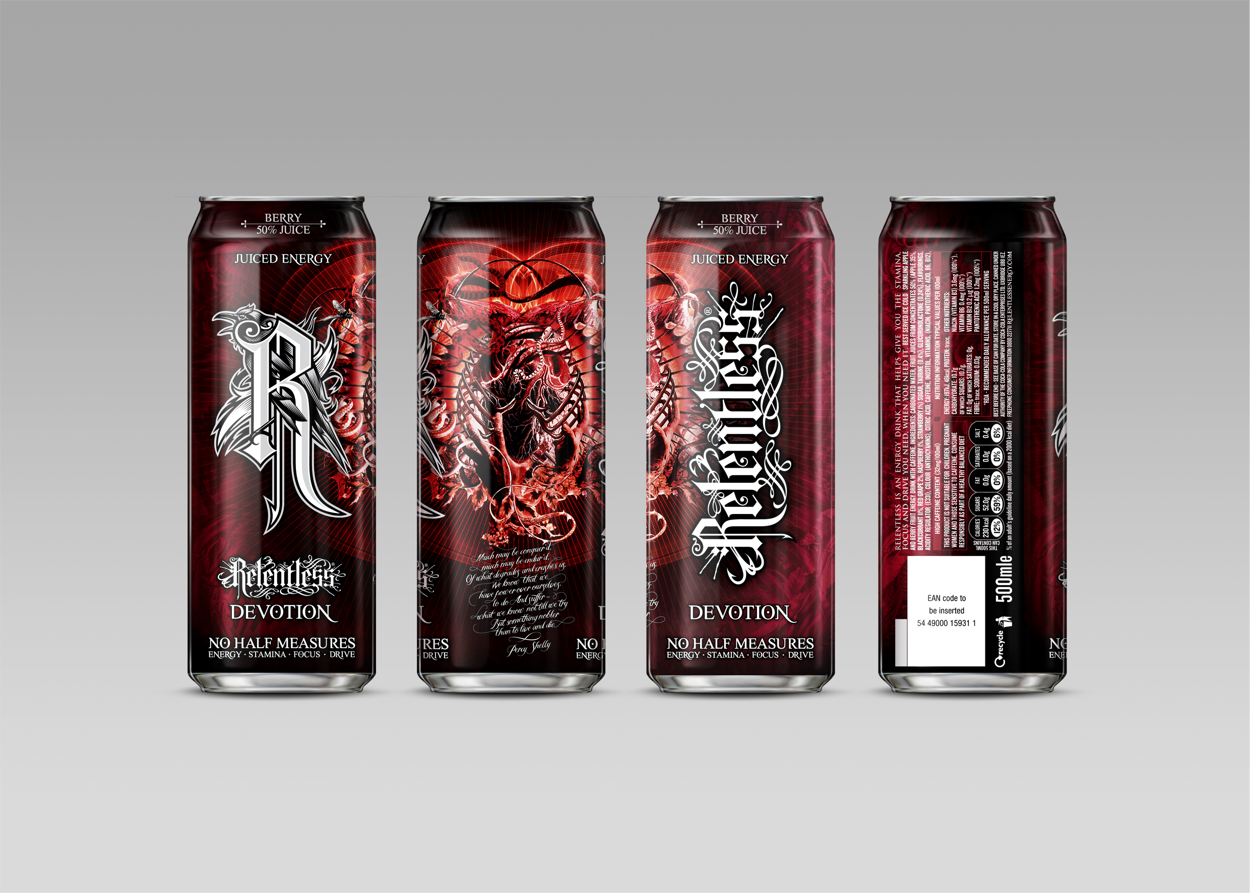 New Relentless Energy Drink Cans 